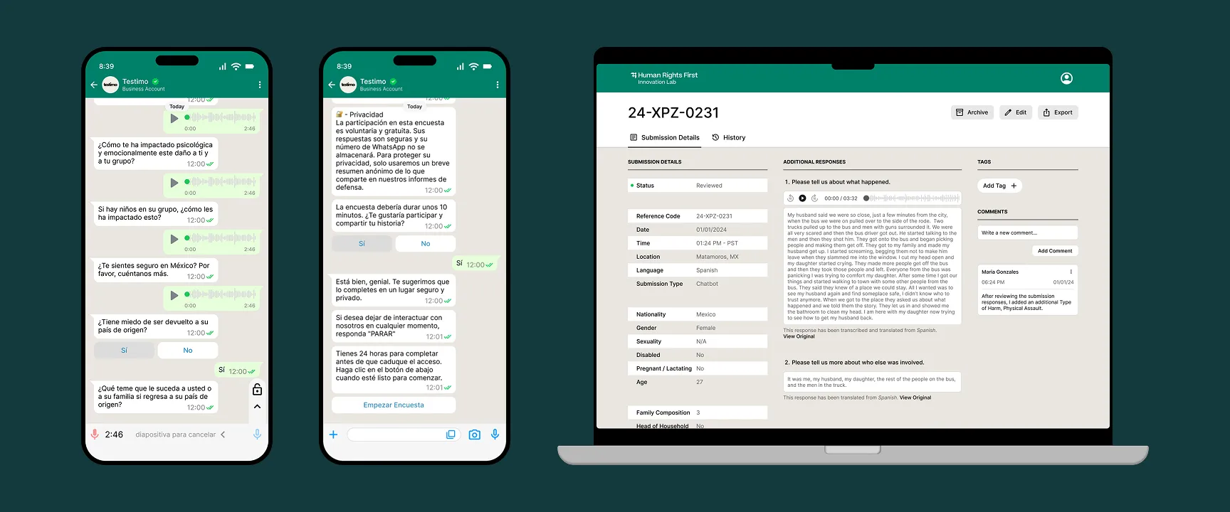 Testimo interface demonstration